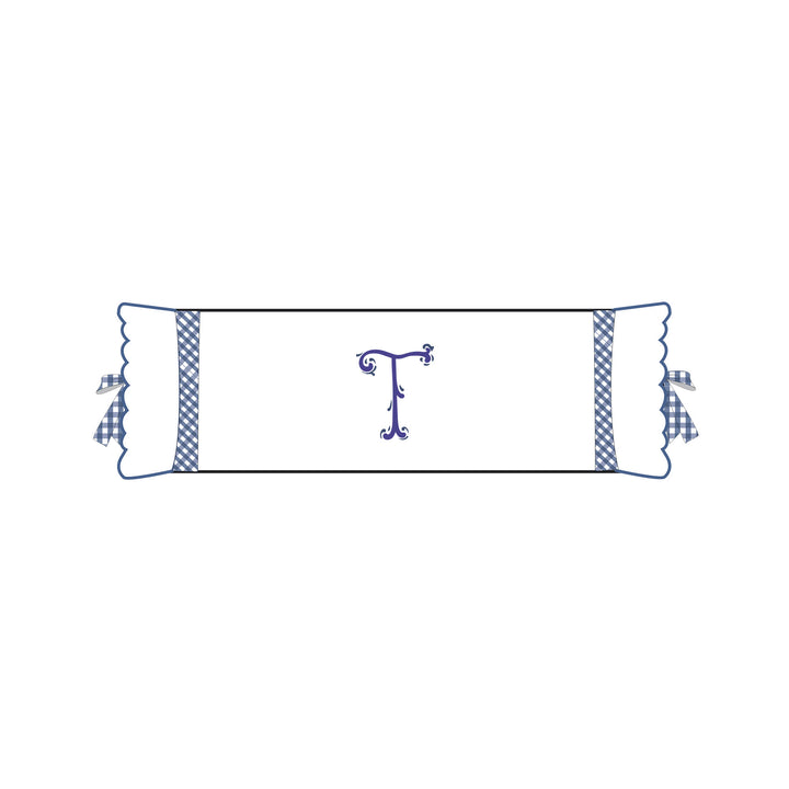 Seferî Flower Garden Bolster Cushion Cover with Monogram Embroidery - Blue