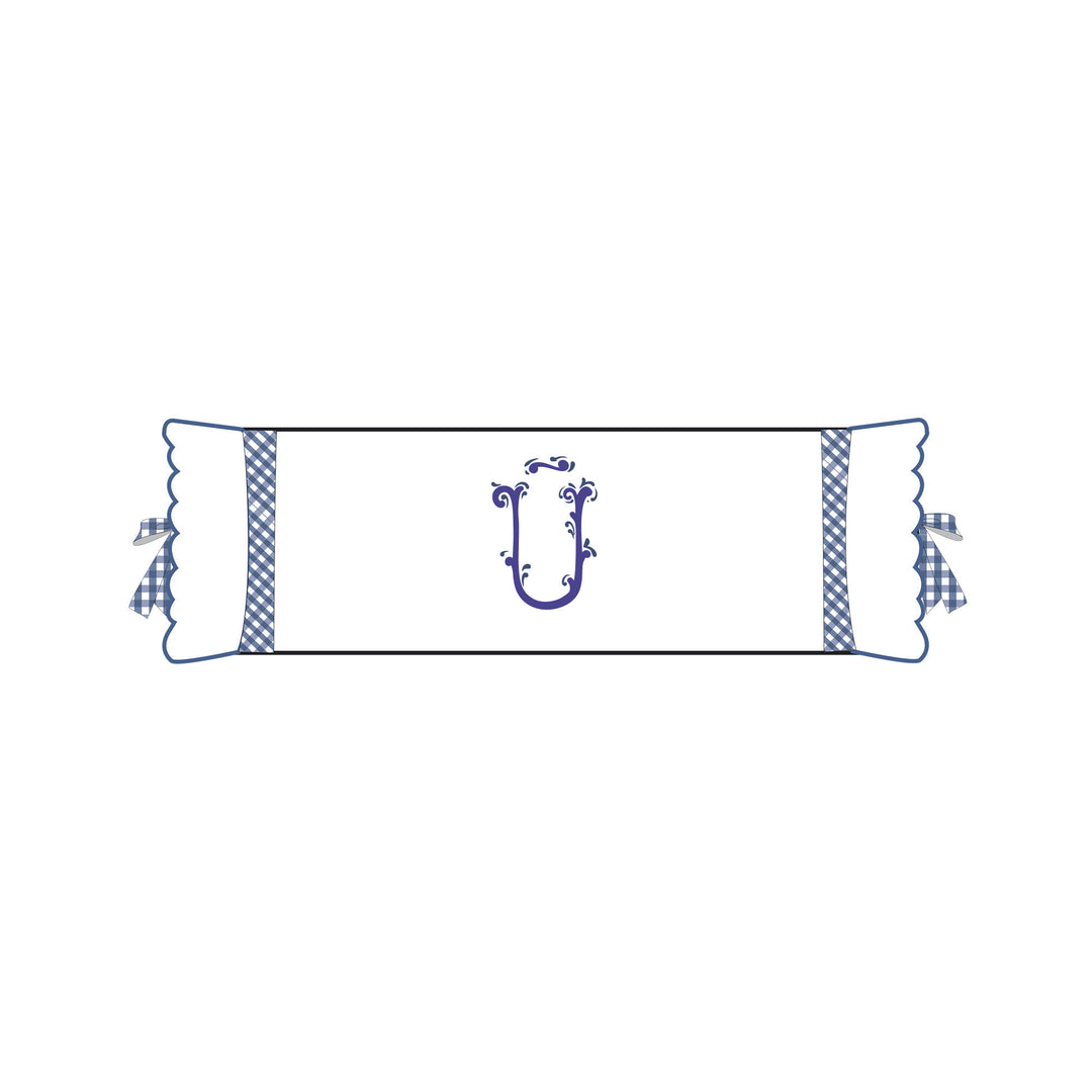 Seferî Flower Garden Bolster Cushion Cover with Monogram Embroidery - Blue