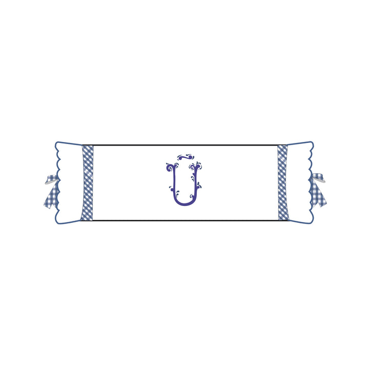 Seferî Flower Garden Bolster Cushion Cover with Monogram Embroidery - Blue