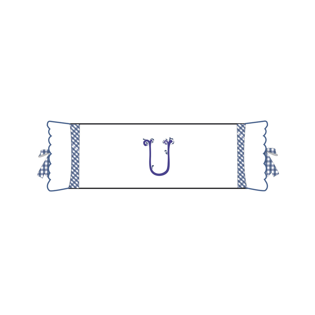 Seferî Flower Garden Bolster Cushion Cover with Monogram Embroidery - Blue
