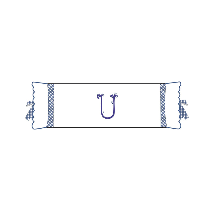 Seferî Flower Garden Bolster Cushion Cover with Monogram Embroidery - Blue