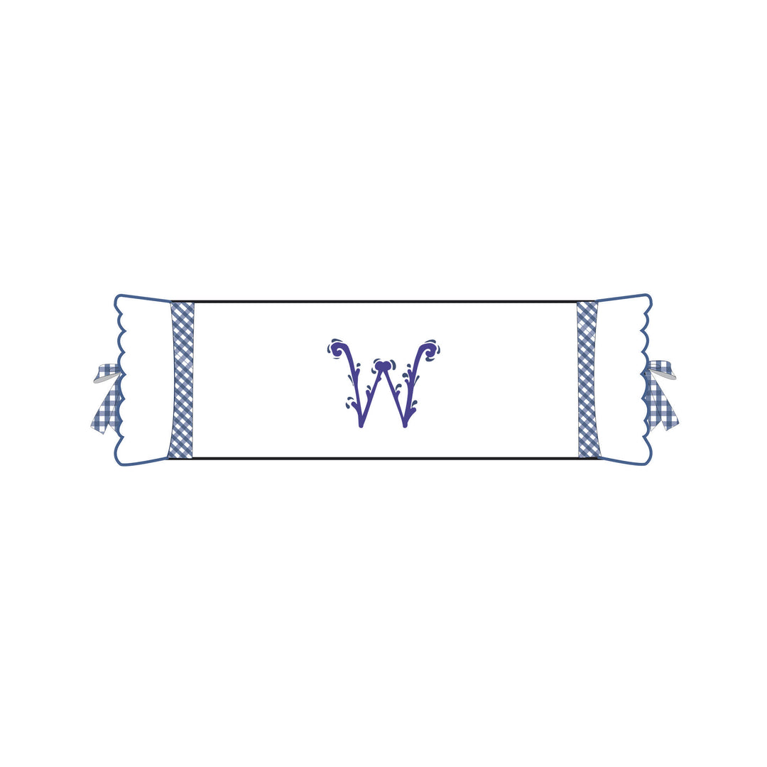 Seferî Flower Garden Bolster Cushion Cover with Monogram Embroidery - Blue