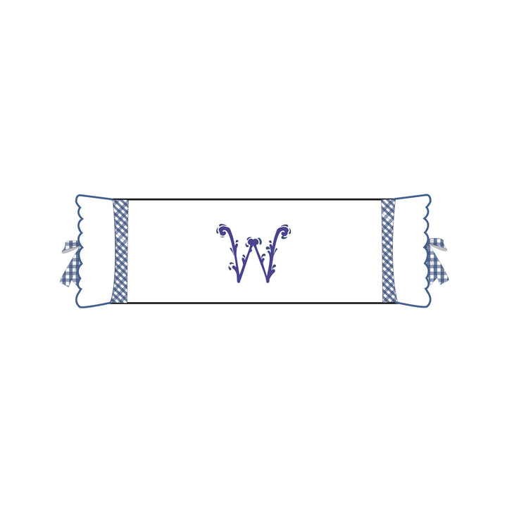 Seferî Flower Garden Bolster Cushion Cover with Monogram Embroidery - Blue