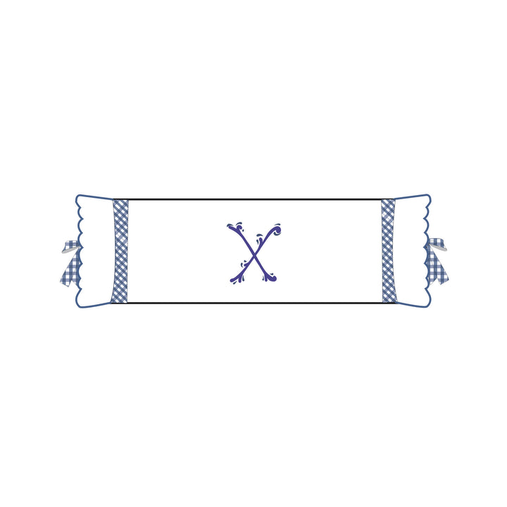 Seferî Flower Garden Bolster Cushion Cover with Monogram Embroidery - Blue