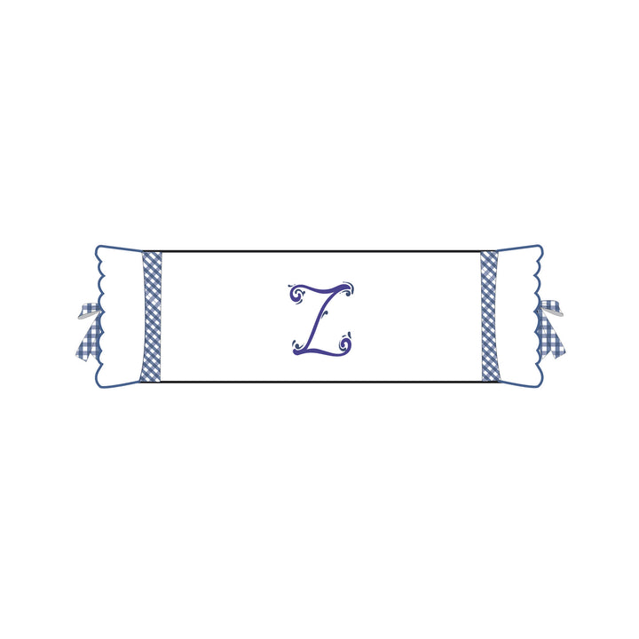 Seferî Flower Garden Bolster Cushion Cover with Monogram Embroidery - Blue