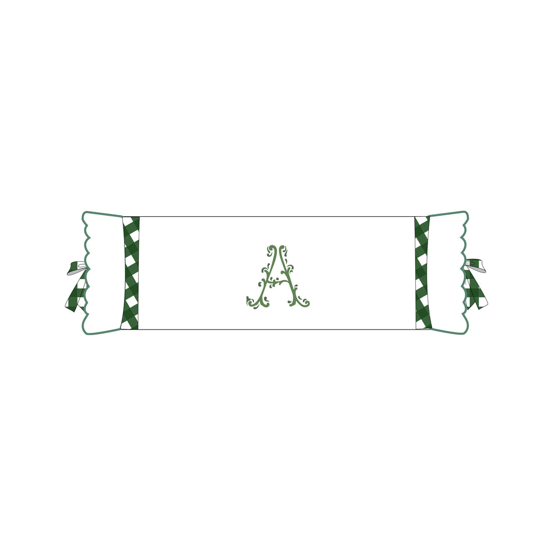 Seferî Flower Garden Bolster Cushion Cover with Monogram Embroidery - Green