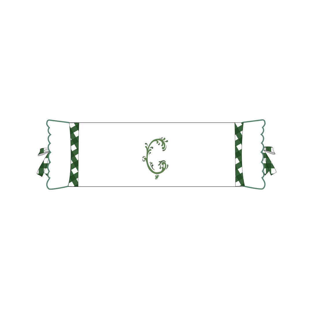 Seferî Flower Garden Bolster Cushion Cover with Monogram Embroidery - Green
