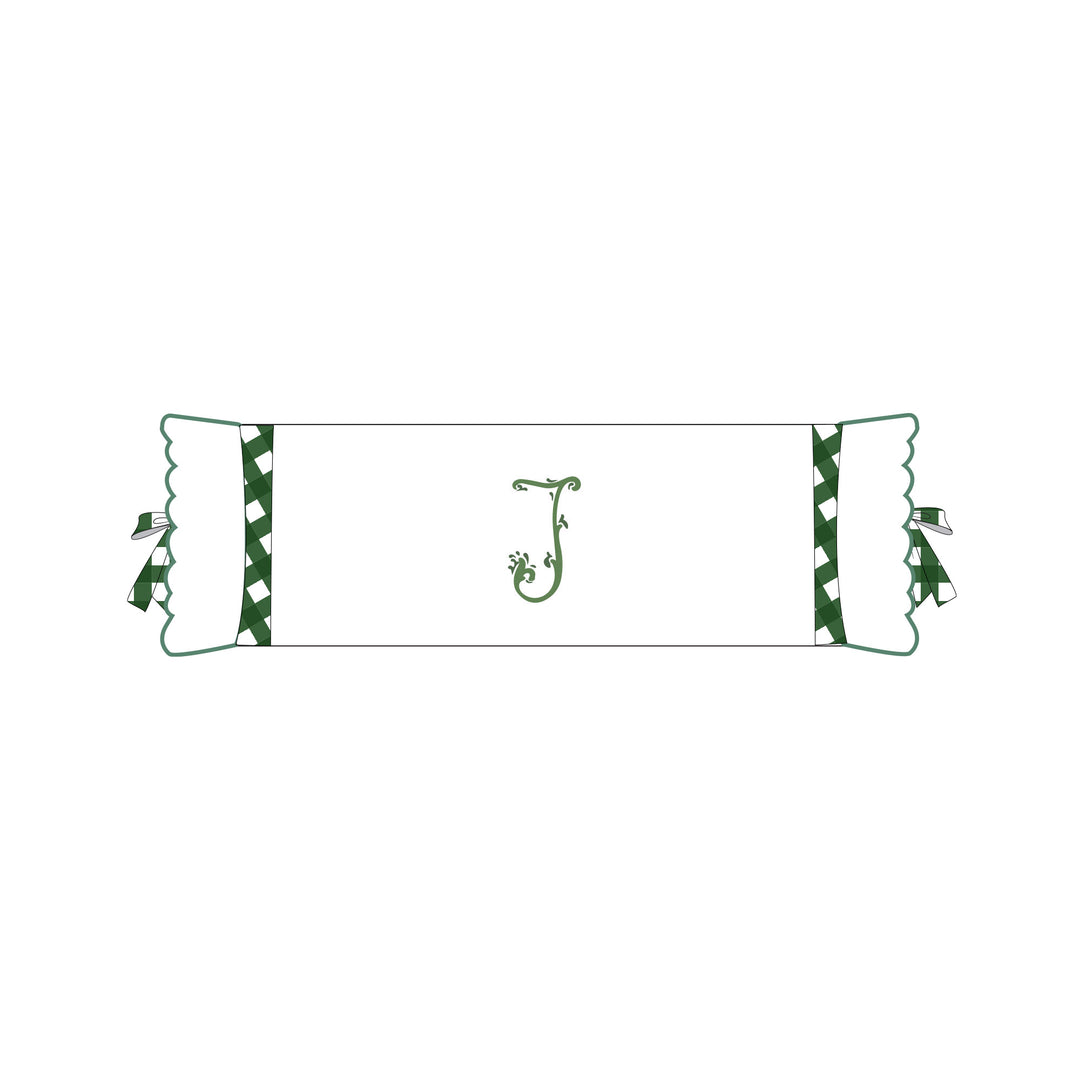 Seferî Flower Garden Bolster Cushion Cover with Monogram Embroidery - Green