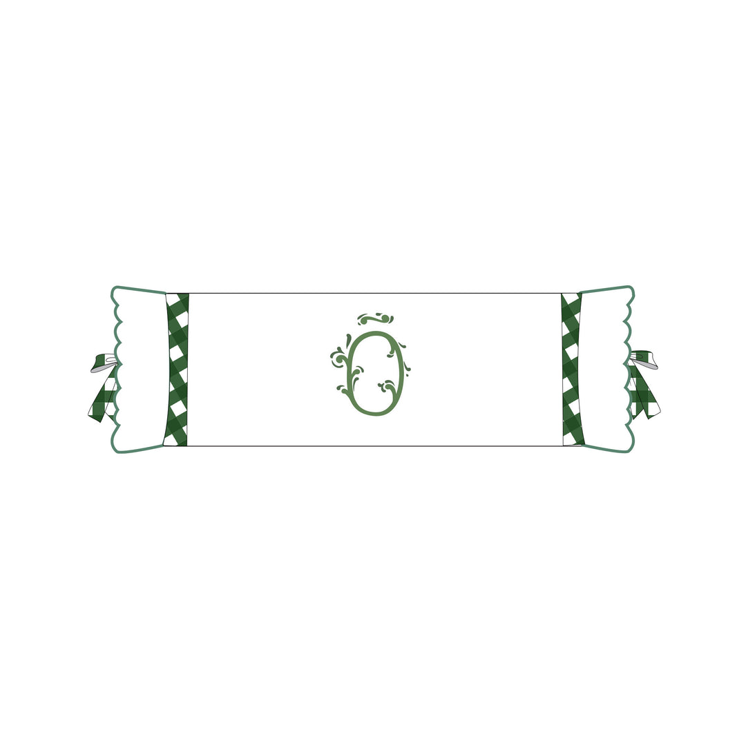 Seferî Flower Garden Bolster Cushion Cover with Monogram Embroidery - Green