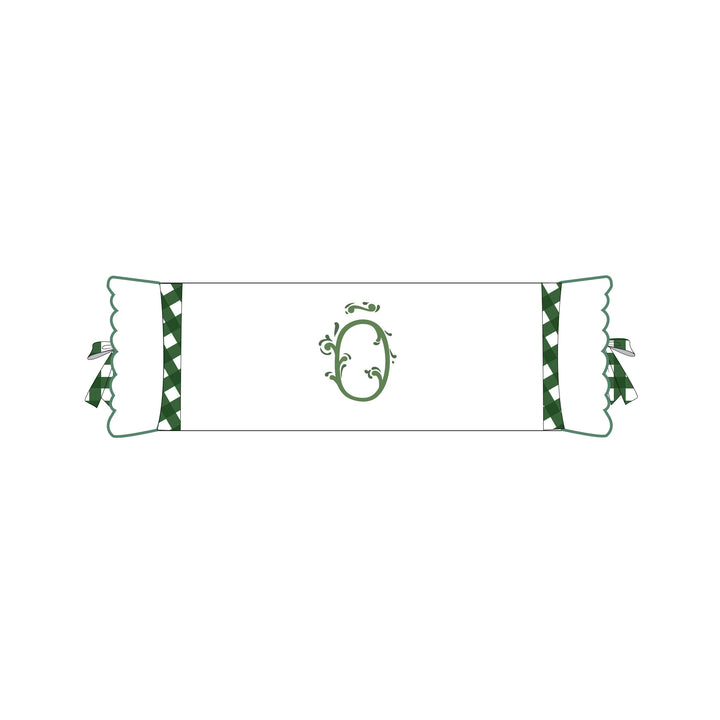 Seferî Flower Garden Bolster Cushion Cover with Monogram Embroidery - Green