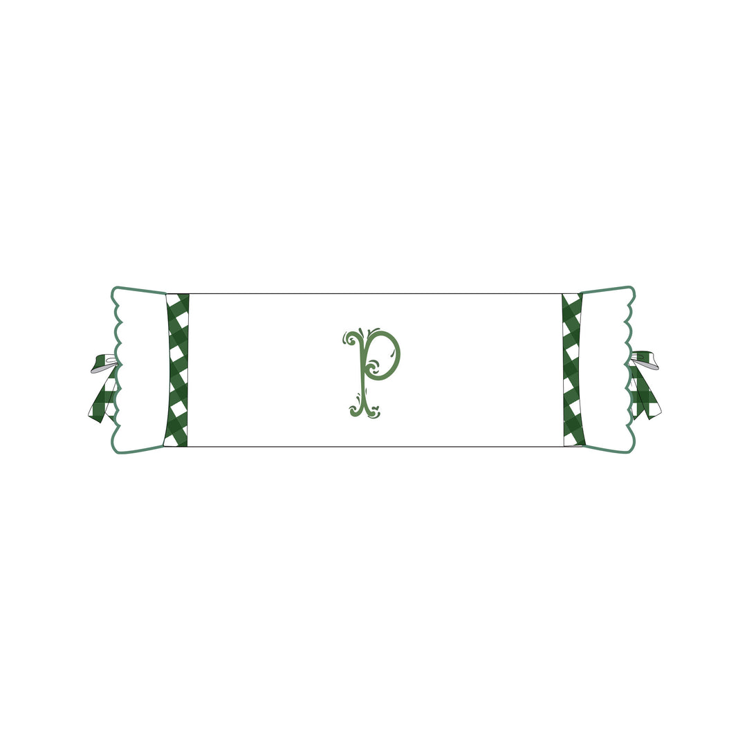 Seferî Flower Garden Bolster Cushion Cover with Monogram Embroidery - Green