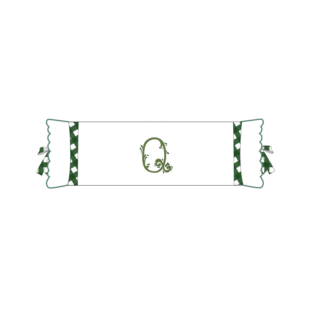 Seferî Flower Garden Bolster Cushion Cover with Monogram Embroidery - Green