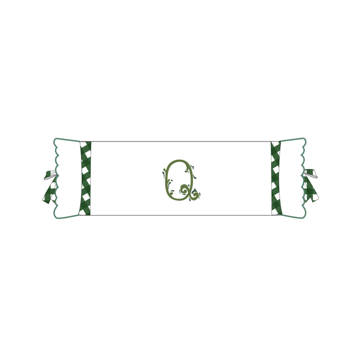 Seferî Flower Garden Bolster Cushion Cover with Monogram Embroidery - Green
