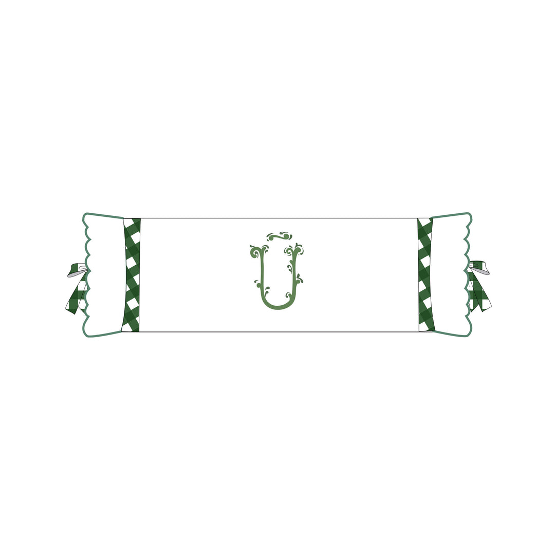 Seferî Flower Garden Bolster Cushion Cover with Monogram Embroidery - Green