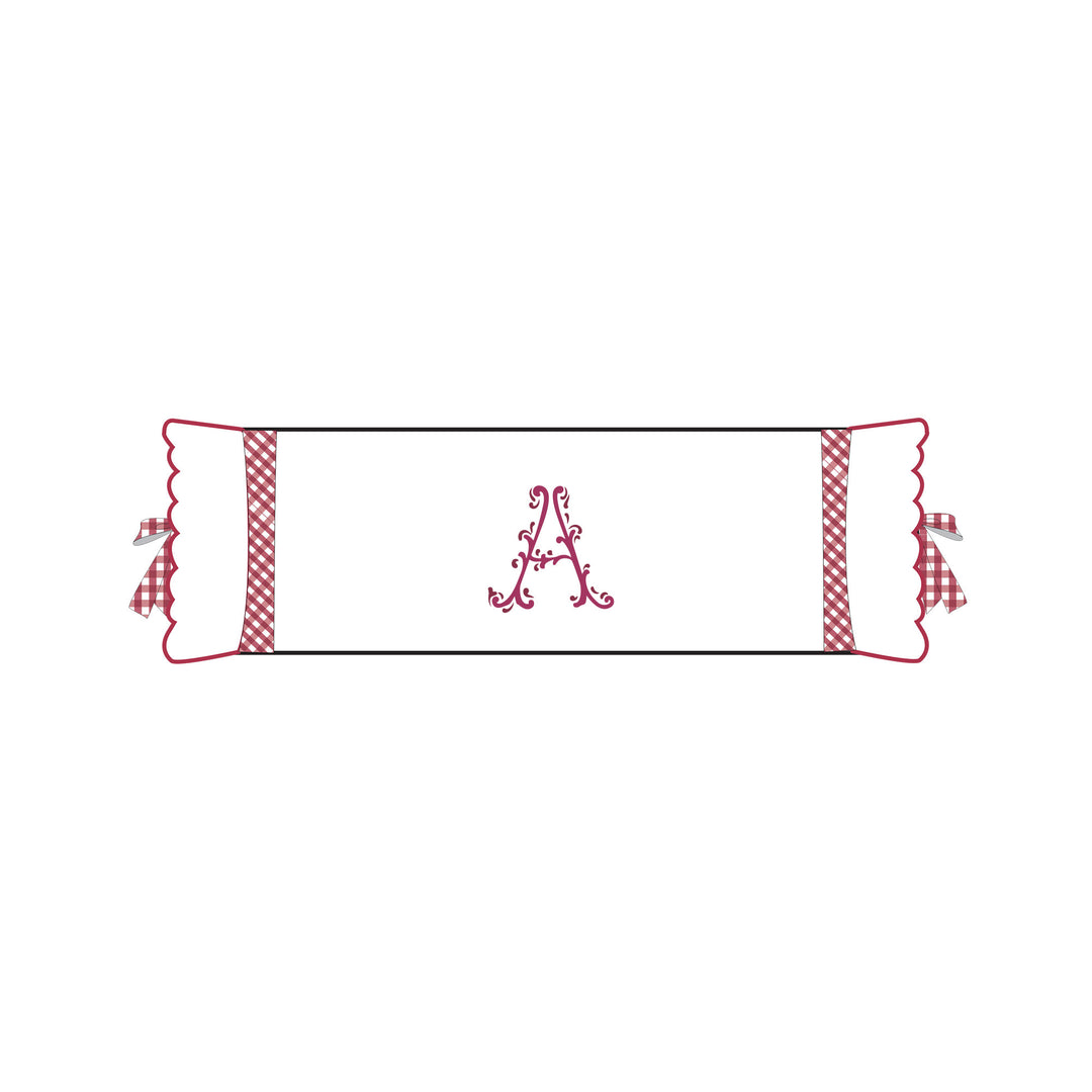 Seferî Flower Garden Bolster Cushion Cover with Monogram Embroidery - Pink