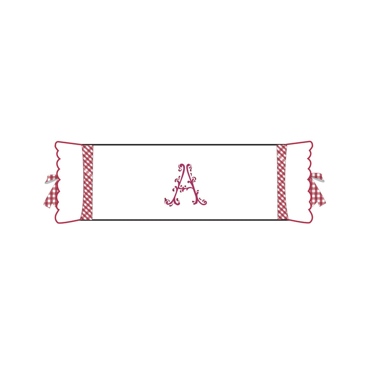 Seferî Flower Garden Bolster Cushion Cover with Monogram Embroidery - Pink