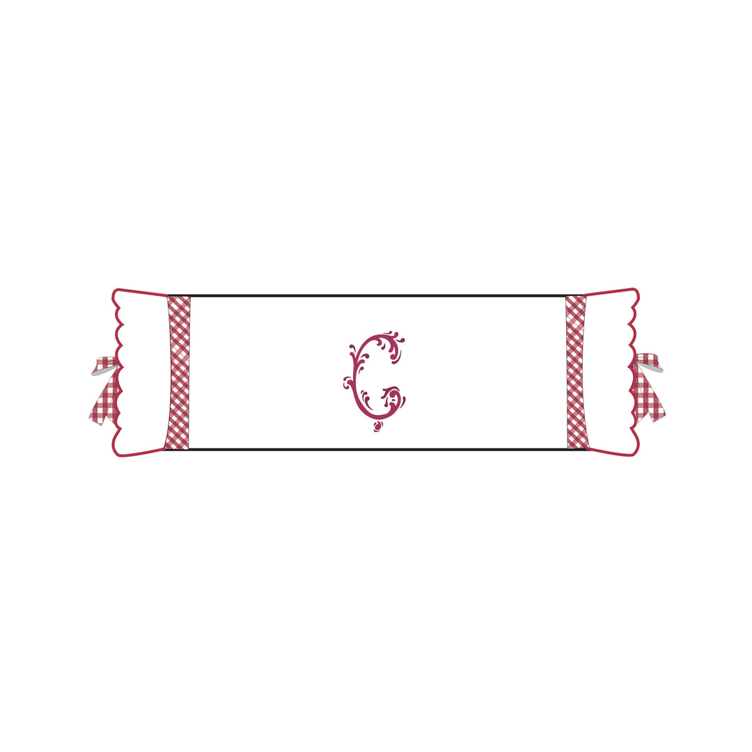 Seferî Flower Garden Bolster Cushion Cover with Monogram Embroidery - Pink