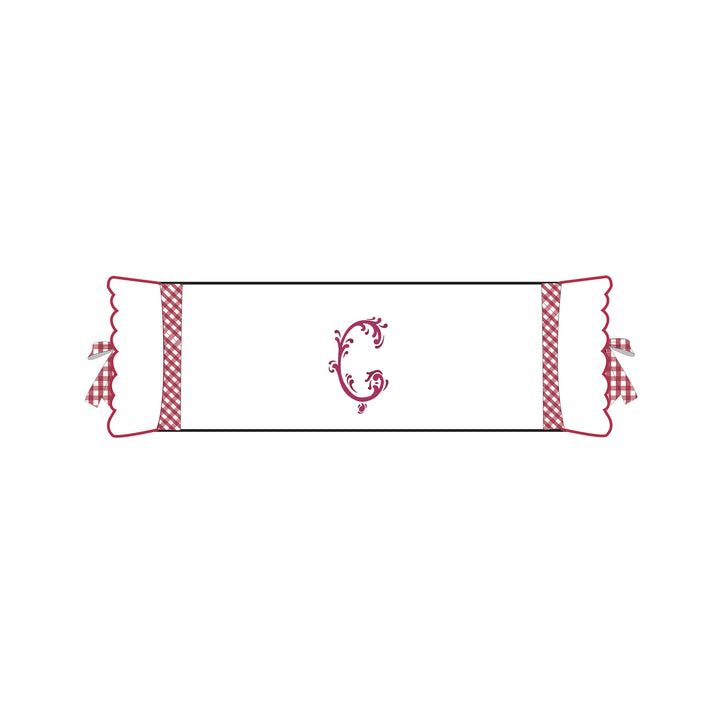 Seferî Flower Garden Bolster Cushion Cover with Monogram Embroidery - Pink