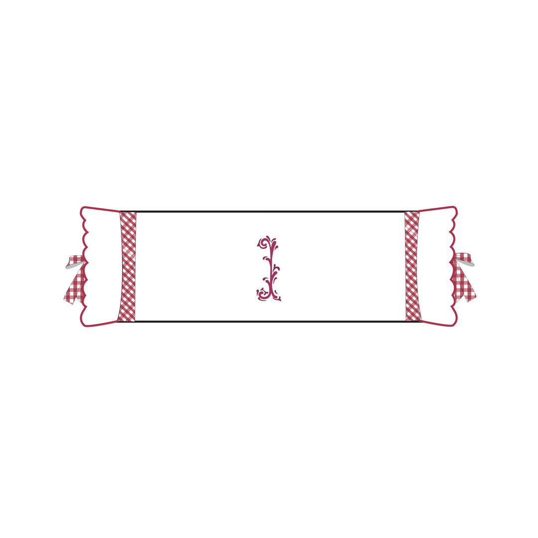 Seferî Flower Garden Bolster Cushion Cover with Monogram Embroidery - Pink