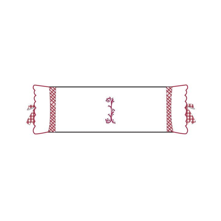 Seferî Flower Garden Bolster Cushion Cover with Monogram Embroidery - Pink