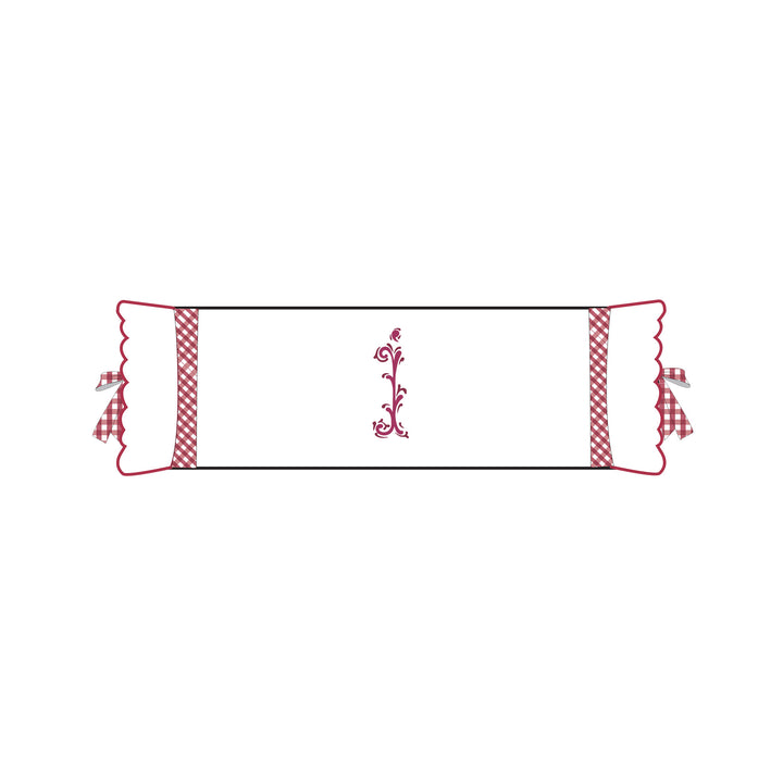Seferî Flower Garden Bolster Cushion Cover with Monogram Embroidery - Pink