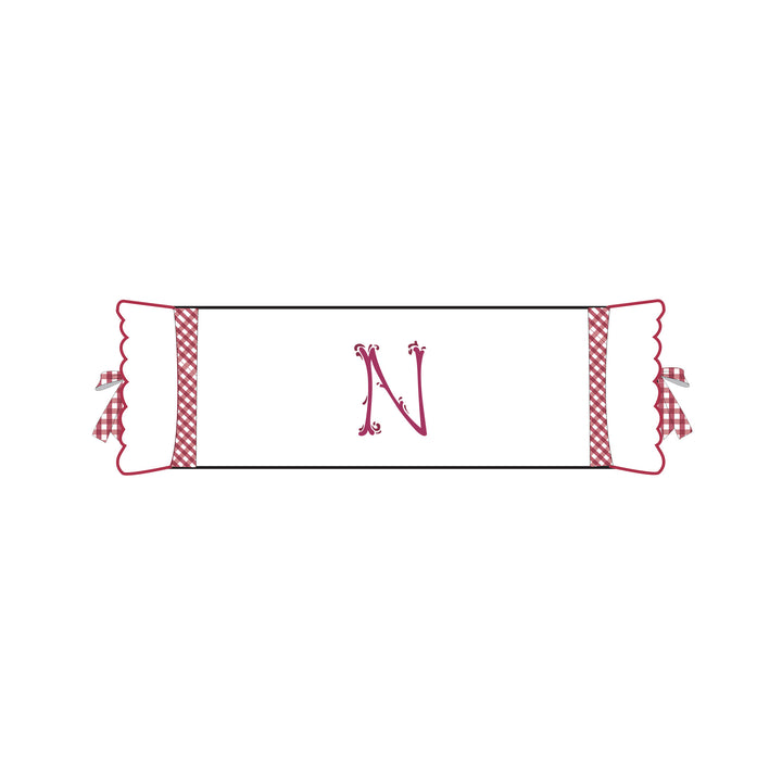 Seferî Flower Garden Bolster Cushion Cover with Monogram Embroidery - Pink
