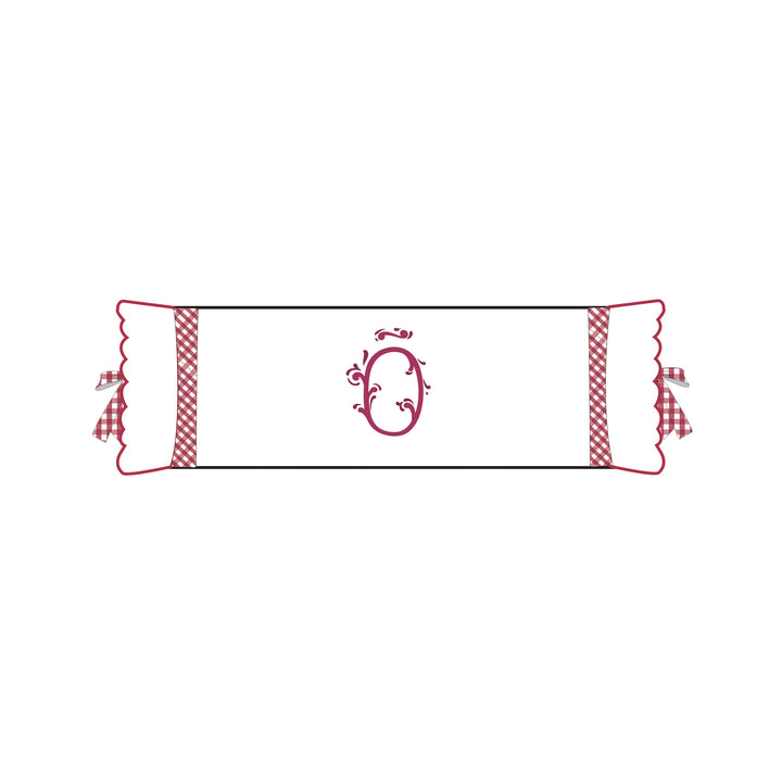 Seferî Flower Garden Bolster Cushion Cover with Monogram Embroidery - Pink