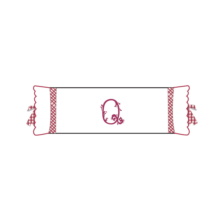 Seferî Flower Garden Bolster Cushion Cover with Monogram Embroidery - Pink