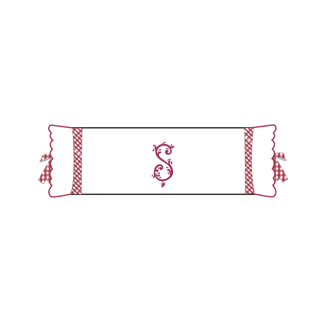 Seferî Flower Garden Bolster Cushion Cover with Monogram Embroidery - Pink