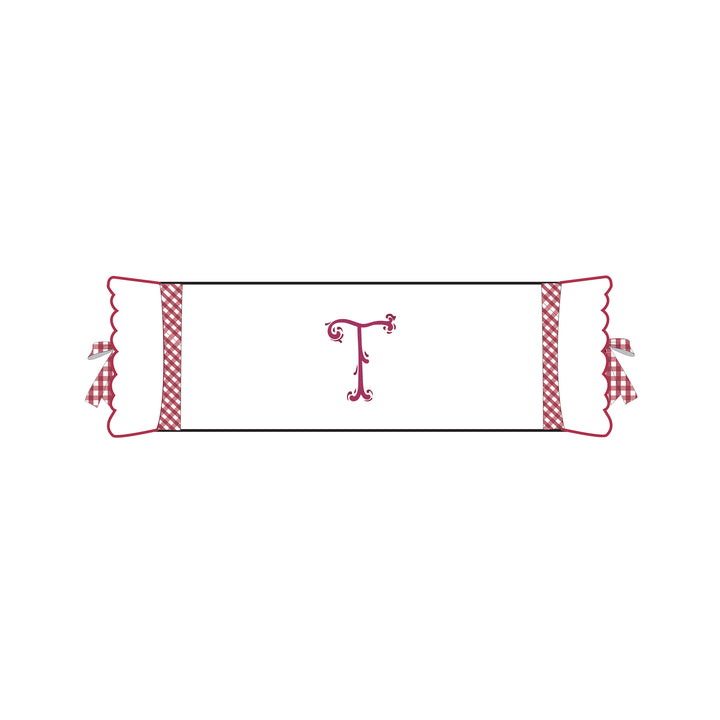 Seferî Flower Garden Bolster Cushion Cover with Monogram Embroidery - Pink