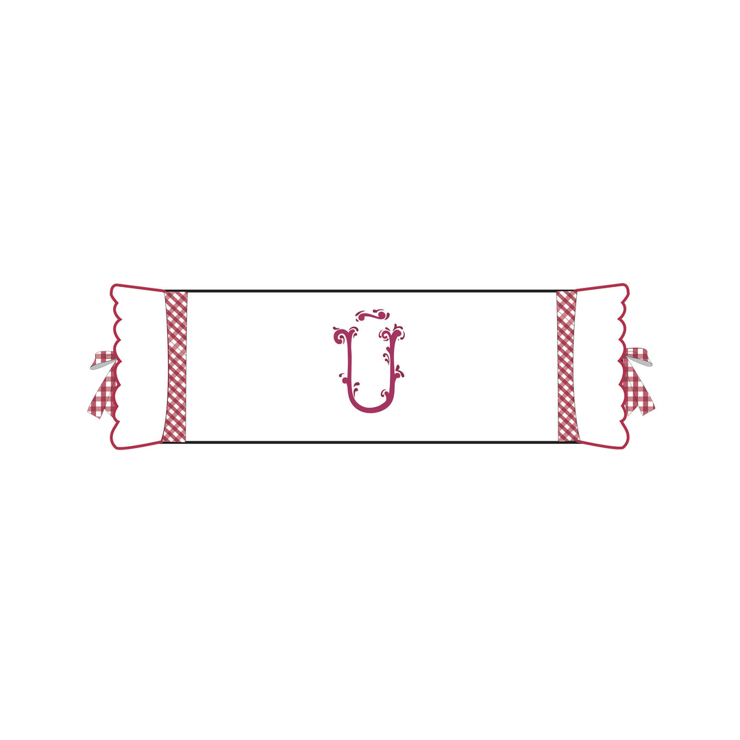Seferî Flower Garden Bolster Cushion Cover with Monogram Embroidery - Pink