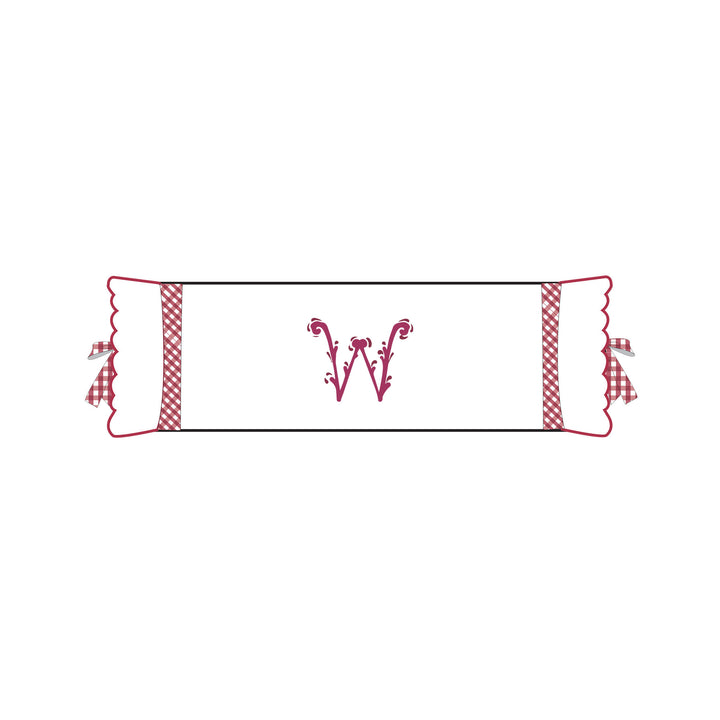 Seferî Flower Garden Bolster Cushion Cover with Monogram Embroidery - Pink