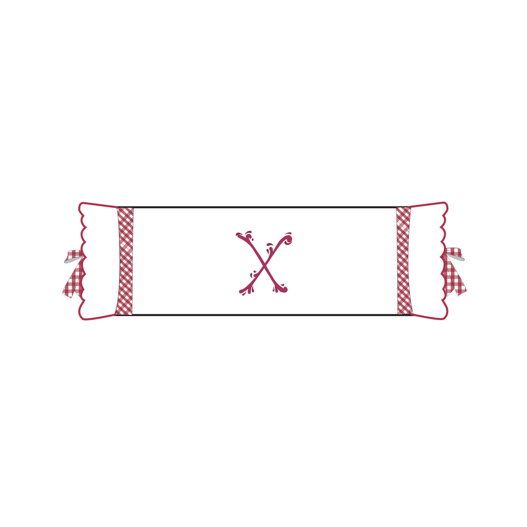 Seferî Flower Garden Bolster Cushion Cover with Monogram Embroidery - Pink