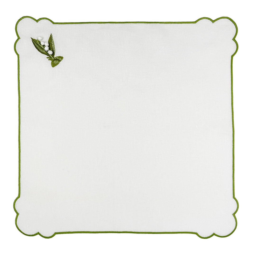 Seferî Embroidered Napkin - Lily of the Valley - White - Set of 4