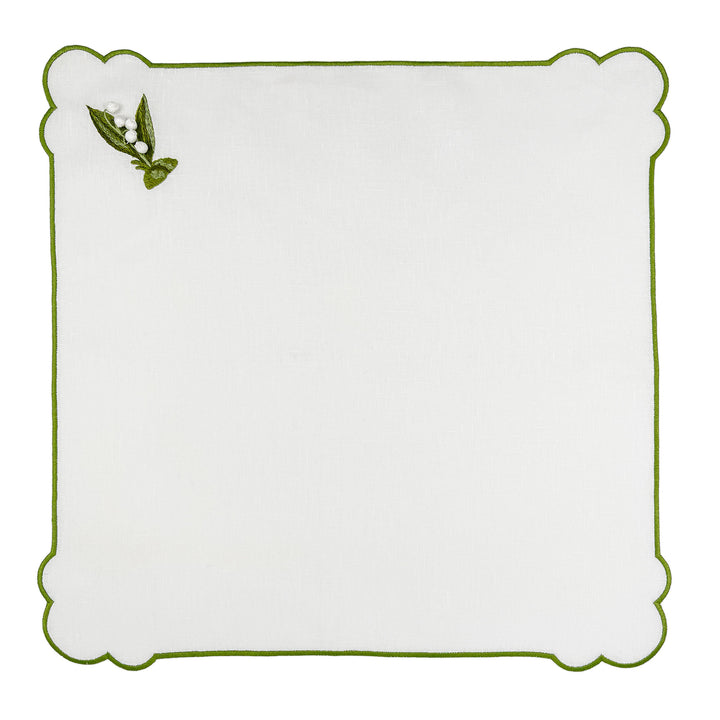 Seferî Embroidered Napkin - Lily of the Valley - White - Set of 4