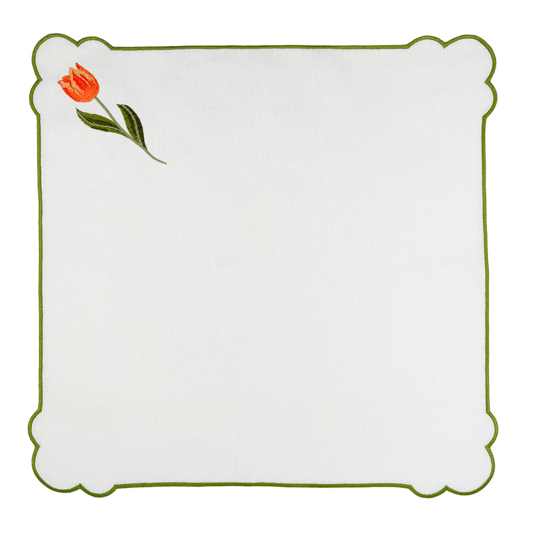 Seferî Embroidered Napkin - Tulip Garden - Set of 4