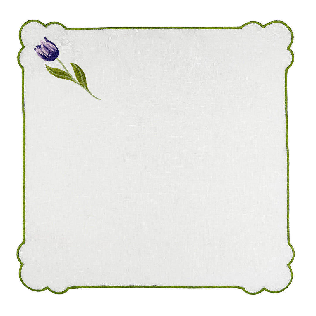 Seferî Embroidered Napkin - Tulip Garden - Set of 4