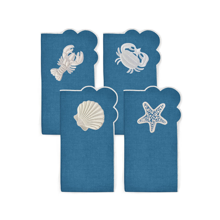 Seferî Nakışlı Peçete - Under the Sea - Mavi - 4’lü Set