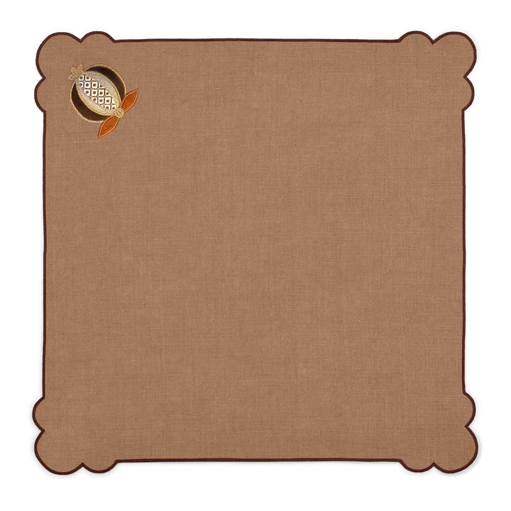 Seferî Pearl Napkin with Pomegranate Embroidery - Brown