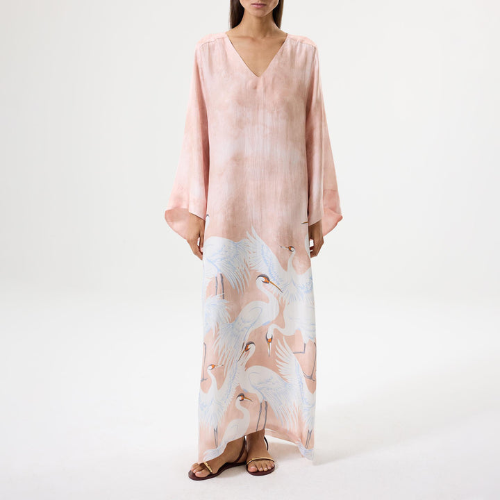 Crane İpek Uzun Kaftan