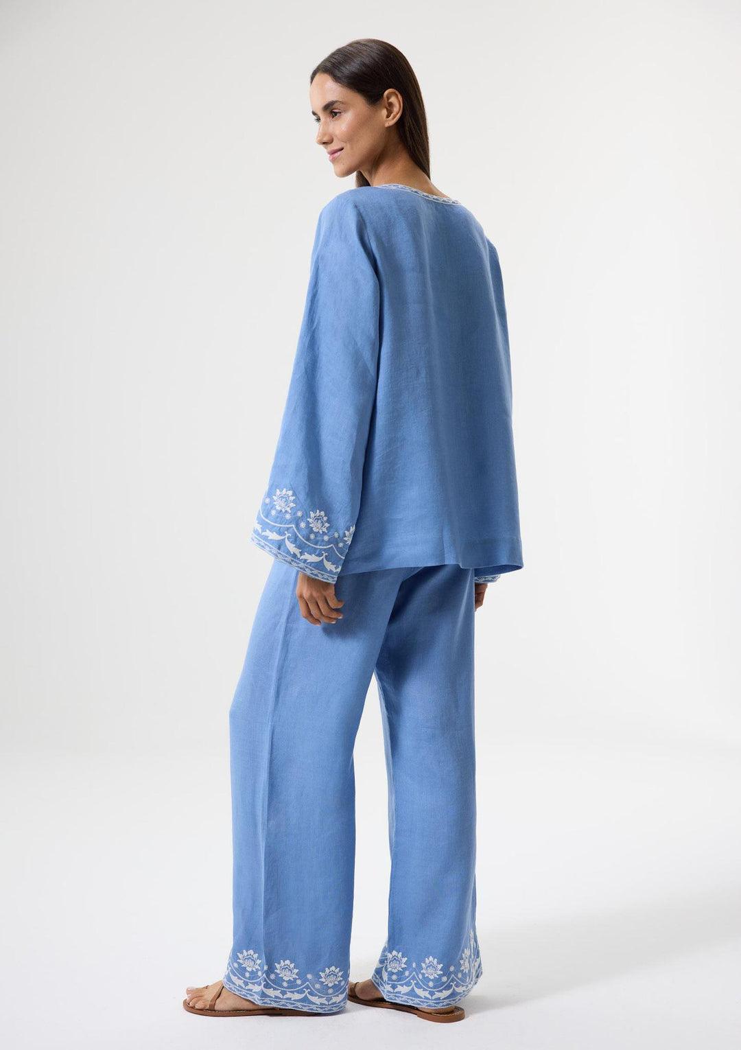 Bloom Embroidered Blouse - Blue