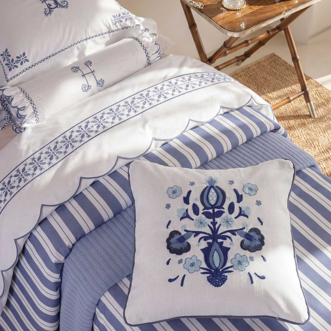Seferî Caravan Dekoratif Yastık - Beyaz/Mavi