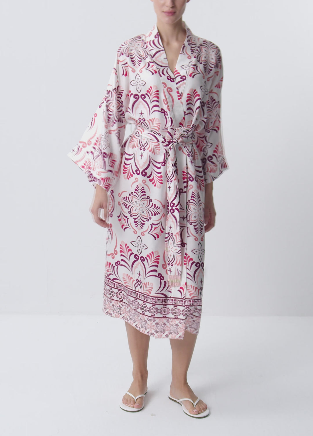 Bergamot Uzun Kimono - Bordo