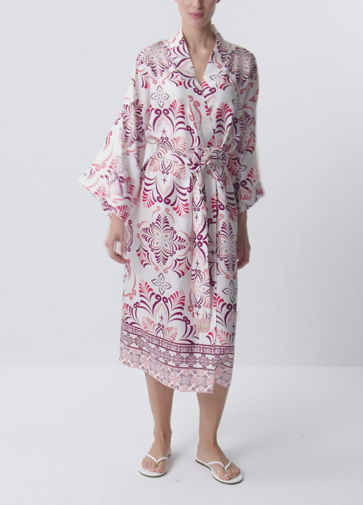 Bergamot Uzun Kimono - Bordo