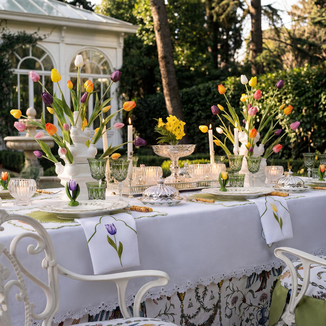Seferî Embroidered Napkin - Tulip Garden - Set of 4