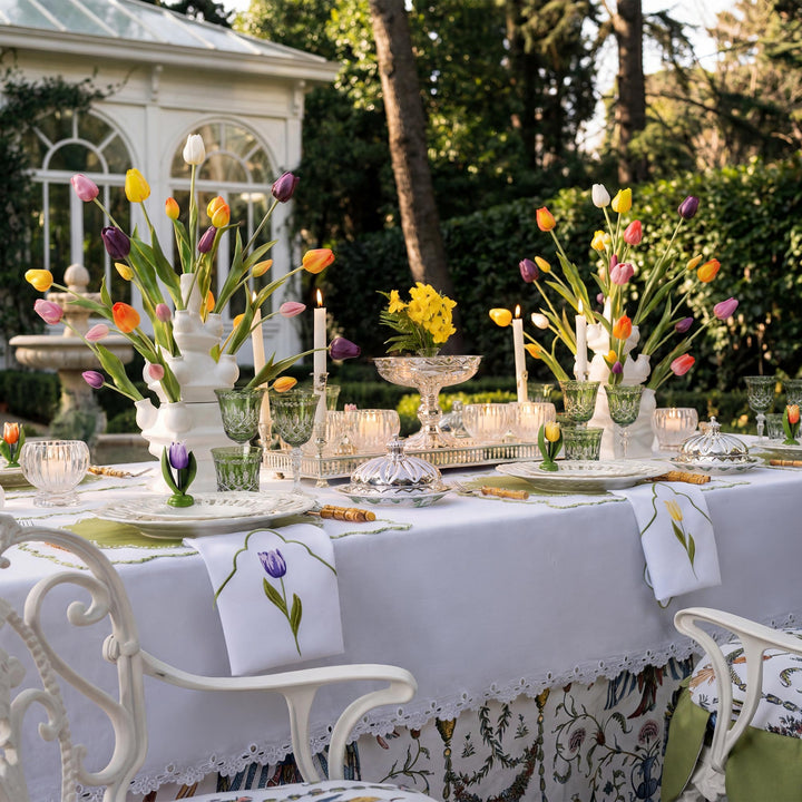 Seferî Embroidered Napkin - Tulip Garden - Set of 4